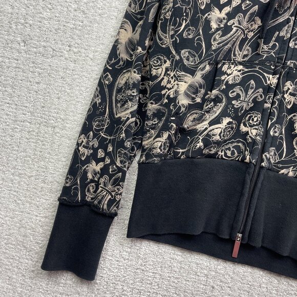 Y2K 90s Women's L Red by Marc Ecko Graphic Logo Hoodie Goth Emo Skull Rose AOP - Picture 3 of 15